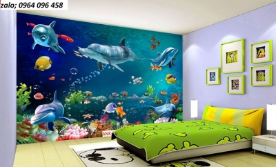 Gạch tranh 3d cá heo đại dương - CXX3