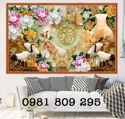 Tranh gạch chim hạc 3d cao cấp HG9343
