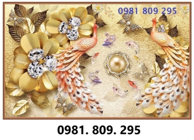 Gạch tranh men chim công đẹp