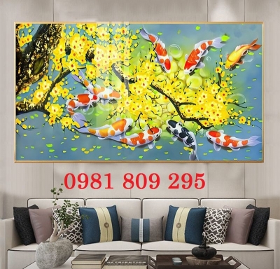 Gạch tranh cá chép vàng HP9734