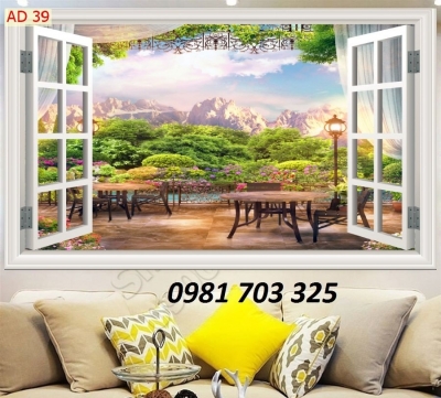 Gạch tranh 3d cảnh cửa sổ