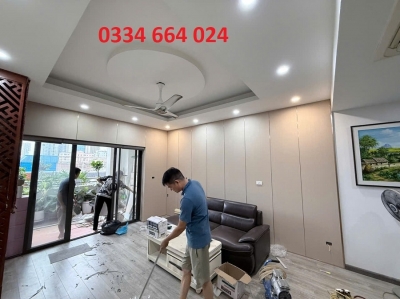 Ốp tường tấm than tre đẹp phòng khách