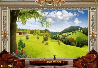 Gạch tranh 3D phòng khách