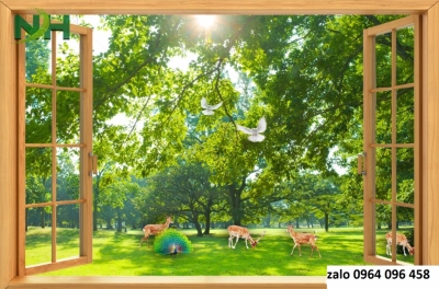 Tranh gạch cửa sổ 3d ốp tường - 8899CN