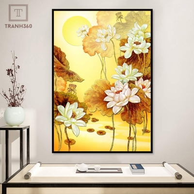 Tranh gạch hoa sen 3d - 0988C