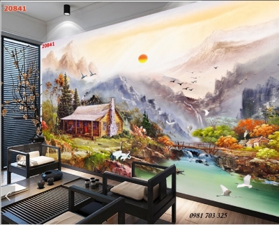 Tranh gạch 3D ốp  tường trang trí phòng khách