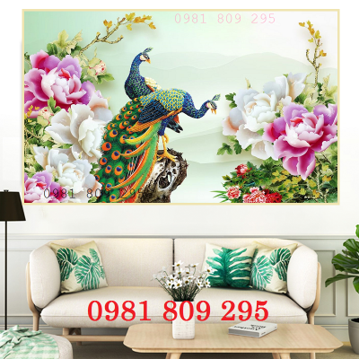 Tranh đôi chim công- gạch tranh HP908