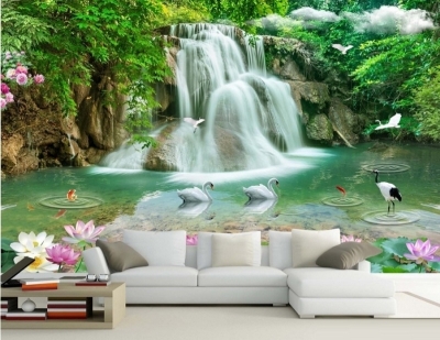 Tranh phòng khách-Gạch tranh thác nước đẹp