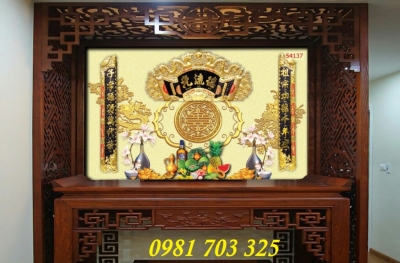 Tranh ốp tường phòng thờ- gạch men 3D