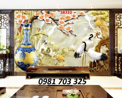 Tranh gạch 3D tùng hạc
