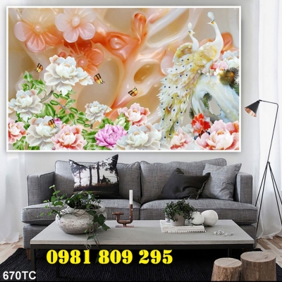 Gạch tranh , gạch trang trí chim công
