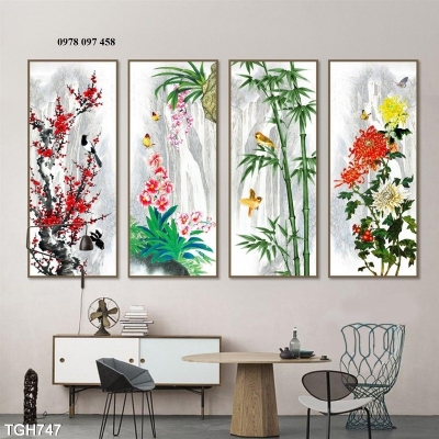 Phòng khách đep ốp tranh gạch men