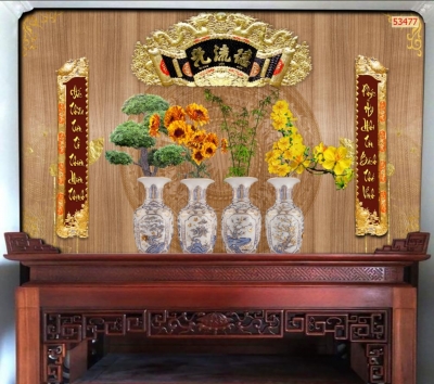 tranh 3D phòng thờ, gạch tranh trang trí