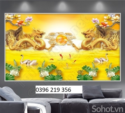 Gạch tranh rồng phượng phong thủy 3D