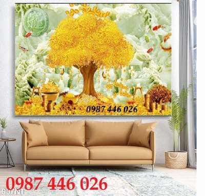 Gạch 3d tranh gạch cây tiền vàng HP27