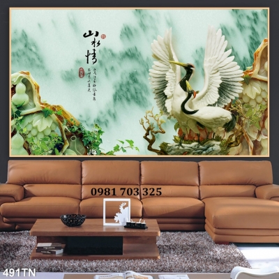 Gạch men sứ ngọc 3D dán tường phòng khách