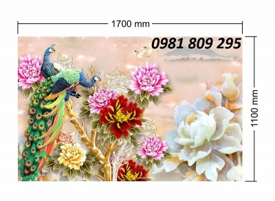 gạch tranh 3d chim công