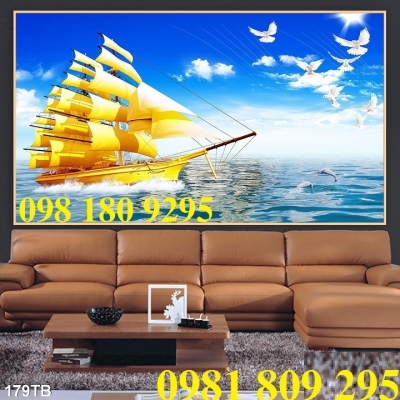 Tranh gạch men , gạch trang trí thuyền buồm