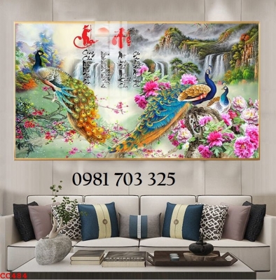 Tranh gạch 3d chim công sang trọng