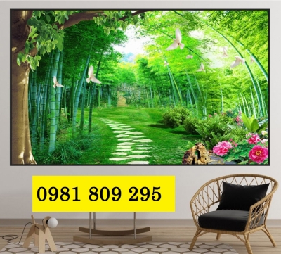 Gạch 3d cây trúc , gạch tranh 3d