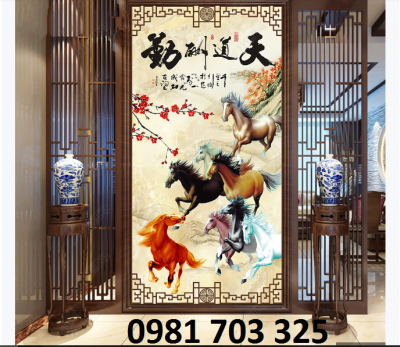 Tranh ngựa 3D- gạch men 3D phong thủy ốp tường