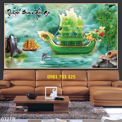 Tranh thuyền buồm phong thủy- gạch tranh 3D