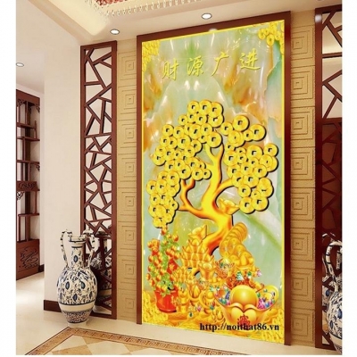 Tranh gạch trang trí- Tranh cây kim tiền