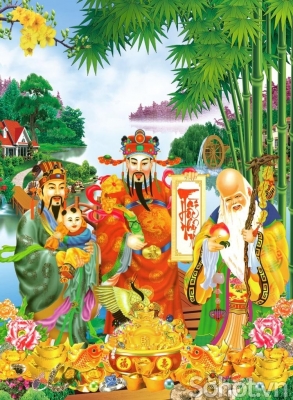 Gạch tranh 3d ốp tường phúc lộc thọ - XC42