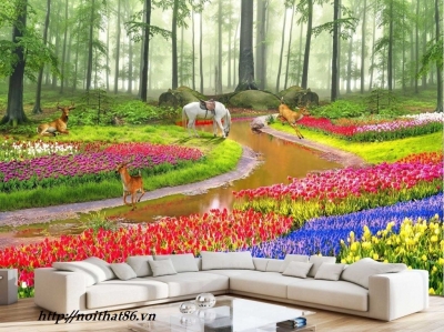 Gạch tường 3d vườn hoa HP7562