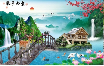 Tranh gạch 3d trang trí phòng khách NBG32