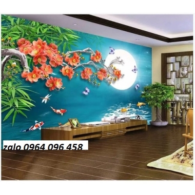 Tranh gạch 3d cá chép phong thủy - NVV76