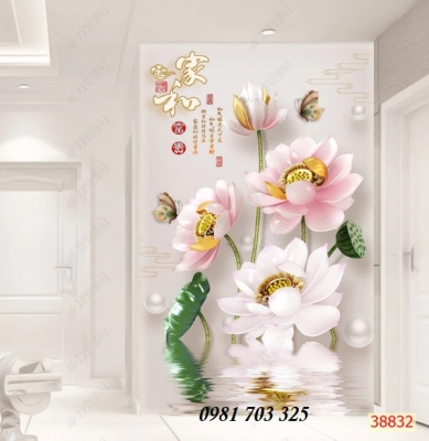 Tranh gạch đẹp hoa sen trang trí
