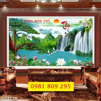 Tranh Gạch , tranh 3d phong cảnh phòng khách