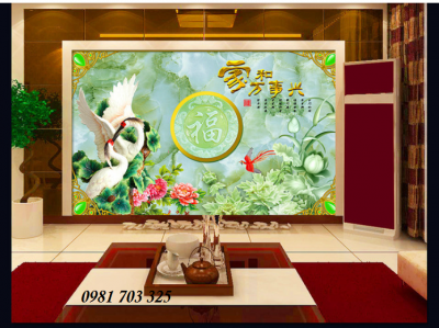tranh phong thủy 3D, tranh gach tùng hạc