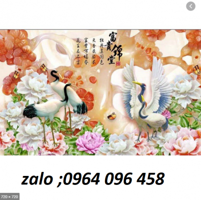 Gạch tranh chim công trang trí phòng khách - HXZ2