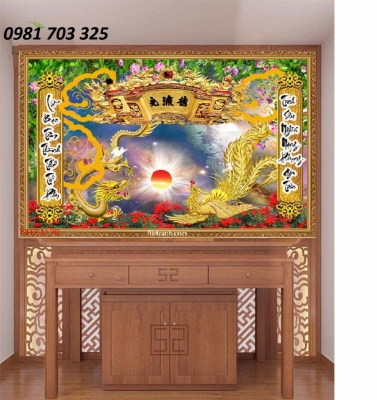tranh 3D phòng thờ, tranh gạch men