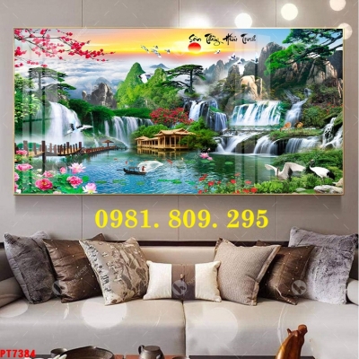 Tranh gạch , gạch 3d thác nước trang trí