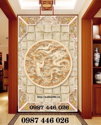 Gạch ốp tường tranh gạch men rồng vàng HP724