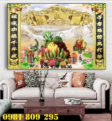 Tranh 3d phòng thờ - tranh gạch 3d