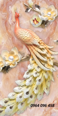 Tranh gạch ốp tường 3d mẫu chim công - XDAZ2