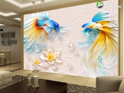 Tranh gạch men cá chép HP7233