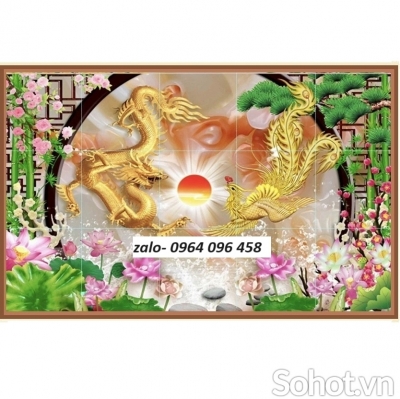 Tranh gạch 3d rồng phượng - XVC32