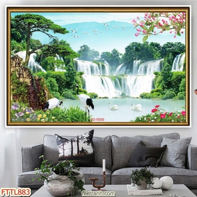 Tranh 3D- Tranh gạch thác nước