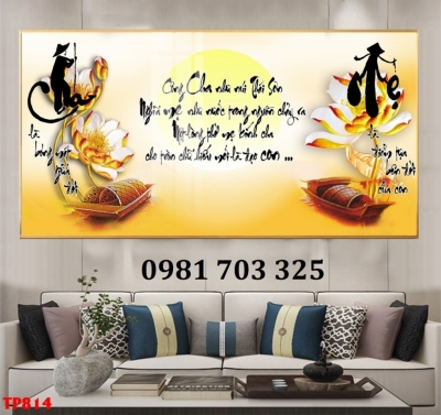Tranh gạch men 3D thư pháp cha mẹ
