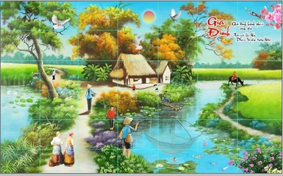 Tranh gạch trang trí cảnh đồng quê 3d - HSCX44