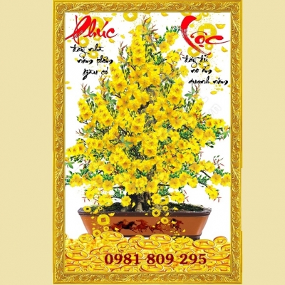 Tranh cây mai phúc lộc , gạch 3d ốp tường GP265