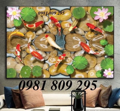 tranh gạch men 3d cá chép phong thủy