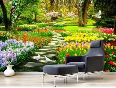 Tranh vườn hoa - tranh gạch 3d vườn hoa thiên nhiên - CC32
