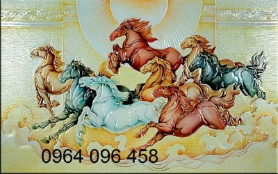 tranh 8 con ngựa - gạch tranh 3d
