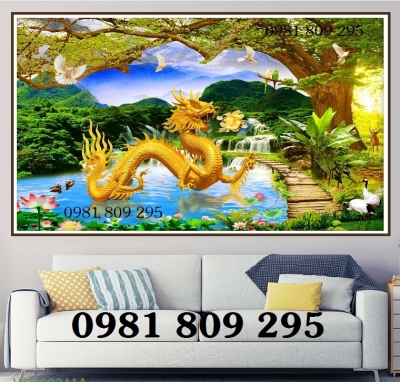 tranh rồng 3d phong thủy - gạch tranh 3d FGH76